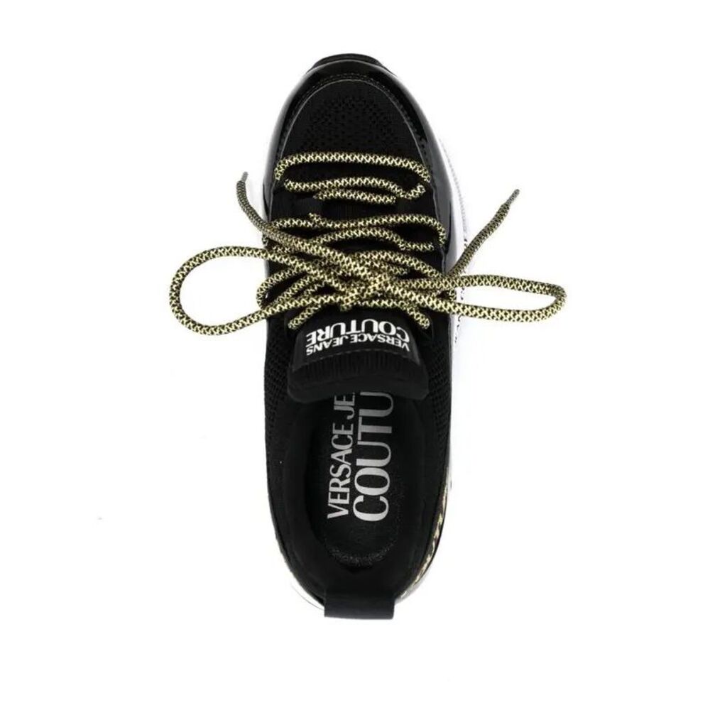 Versace Jeans Couture Black Low-Top Chunky Sneakers with Gold Accents